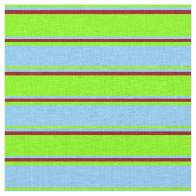Tissu Chartreuse, ciel clair bleu et rouge foncé (Fermer)