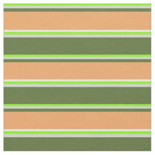 Tissu Chartreuse, Gris, Vert olive, Crème Brown & Menthe