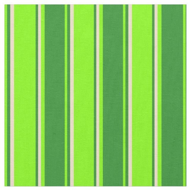 Tissu Chartreuse, Vert Forêt & Tan Stripes (Fermer)