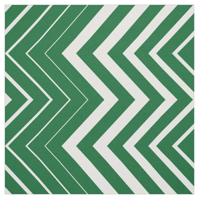 Tissu Chasseur Vert Et Blanc Zigzag Chevron (Échantillon)