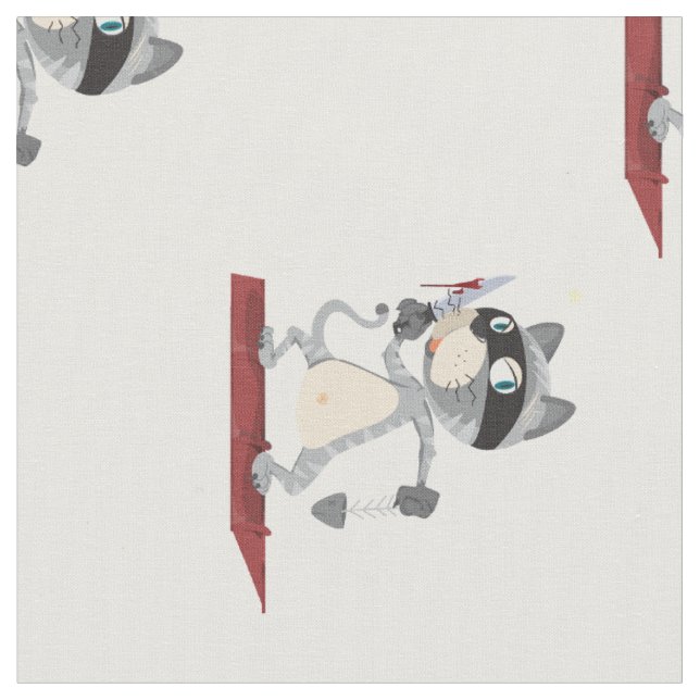 Tissu chat avec couteau (Fermer)