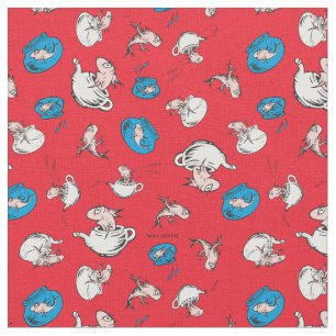 Tissu Chat dans le Chapeau Le motif de poisson rouge