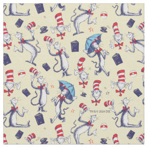 Tissu Chat dans le Chapeau Motif Jaune