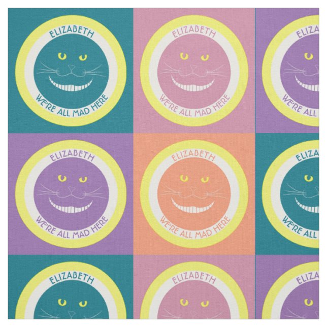 Tissu Chat de sourire de Cheshire de couleurs en pastel (Échantillon)