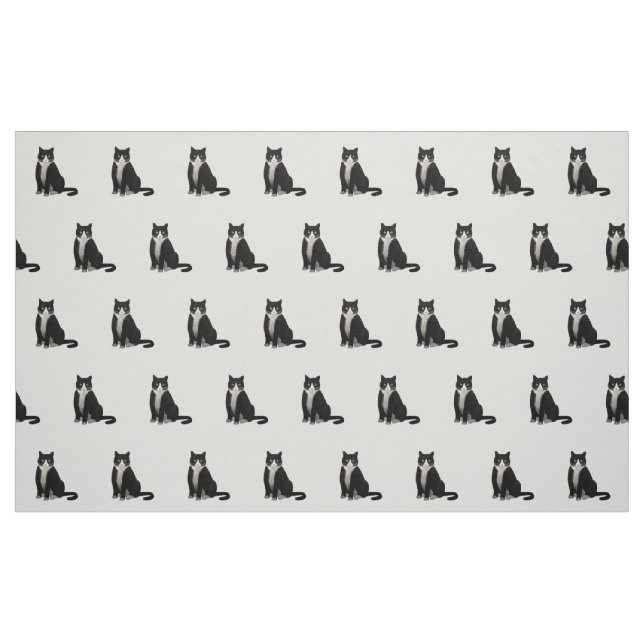 Tissu Chat de Tuxedo noir et blanc (Fat Quarter)