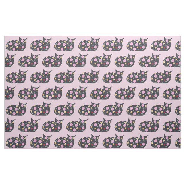 Tissu Chat Décoré avec des chats Plante Peut Manger - Ti (Fat Quarter)
