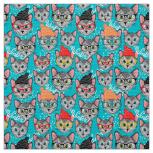 Tissu Chat en casquette