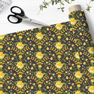 Tissu Chat et fleurs Floral