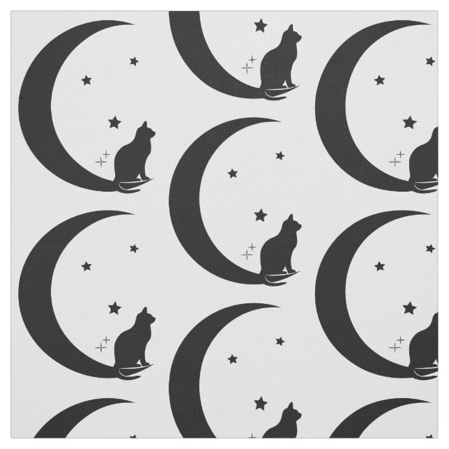 Tissu Chat, étoiles, et lune (Échantillon)