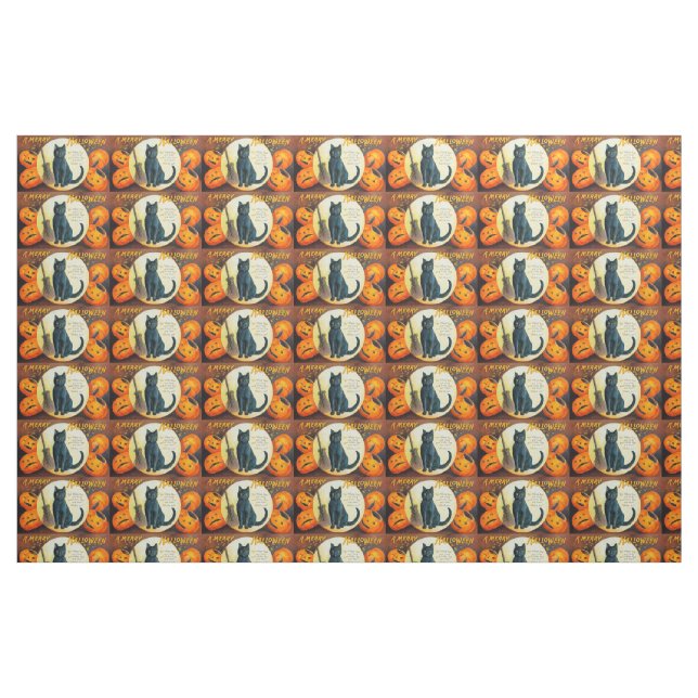 Tissu Chat Falln Joyeux Halloween (Fat Quarter)