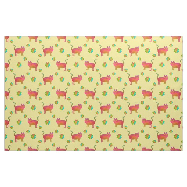 Tissu Chat hippy en été (Fat Quarter)