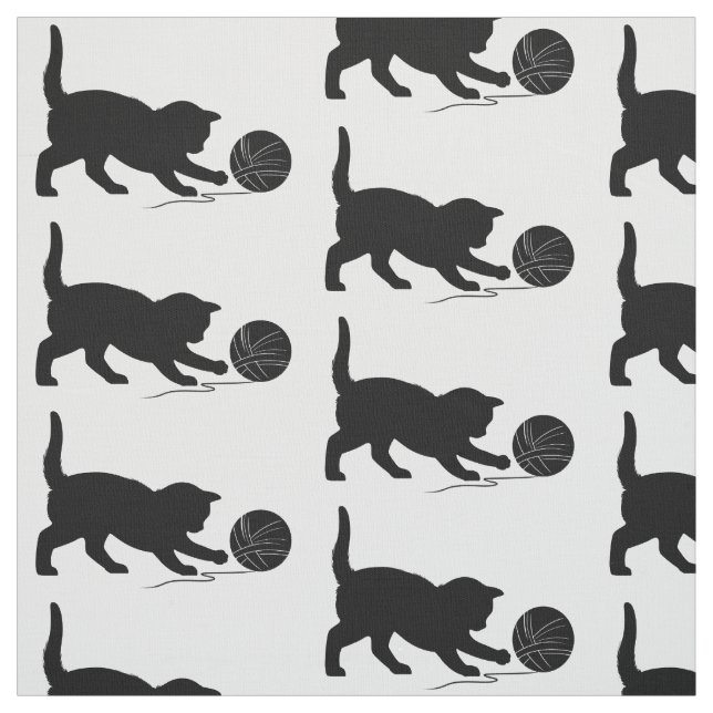 Tissu Chat jouant avec une boule de fil (Échantillon)