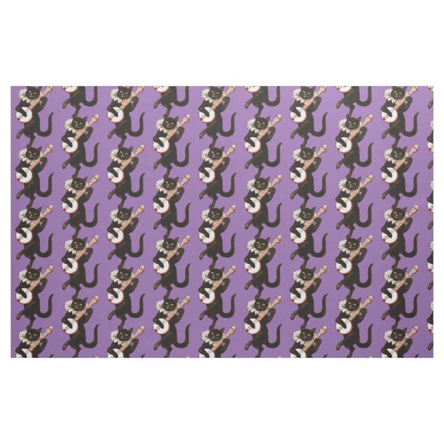 Tissu Chat jouant le banjo Thunder_Cove (Fat Quarter)