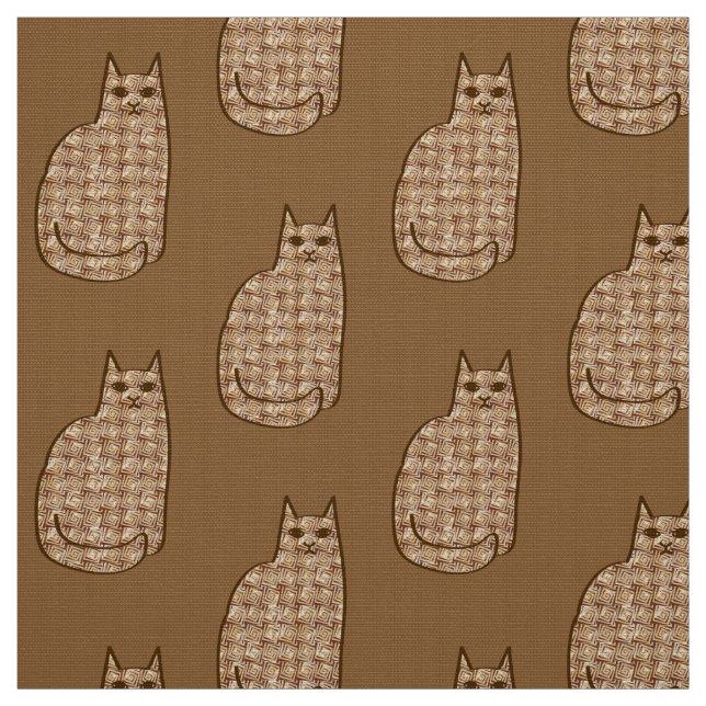 Tissu Chat moderne du milieu du siècle, beige et Brown c (Échantillon)
