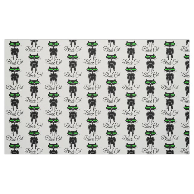 Tissu Chat noir aux yeux verts (Fat Quarter)
