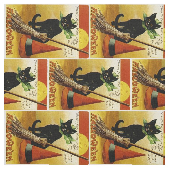 Tissu Chat noir d'Halloween (Échantillon)