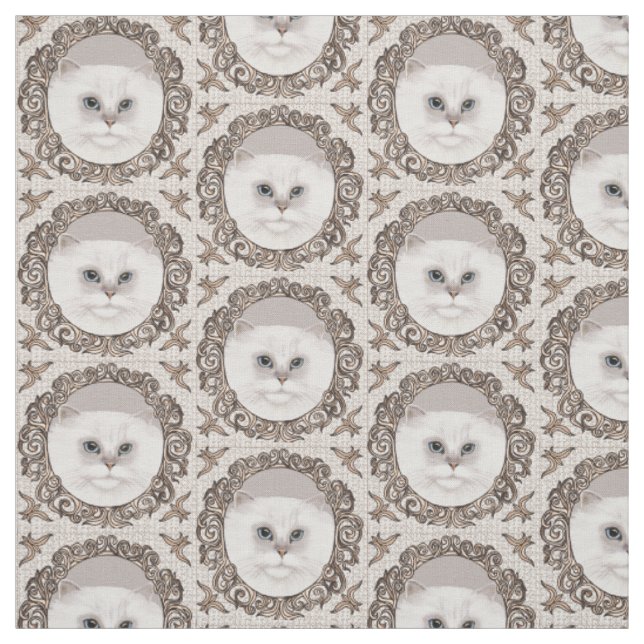Tissu Chat Persan Orné Fantaisie (Échantillon)