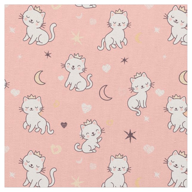 Tissu Chat Princesse Mignonne (Fermer)