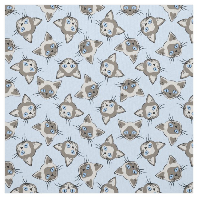Tissu Chat Siamese Blue Eyed face Motif d'art graphique (Échantillon)