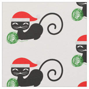 tissu chat xmas père Noël
