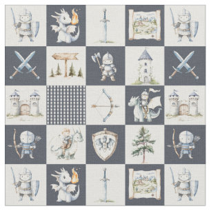 Tissu Château fantastique avec dragons et chevaliers béb