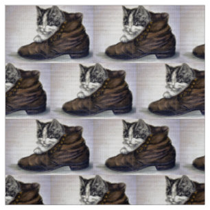 Tissu Chaton en chaussure