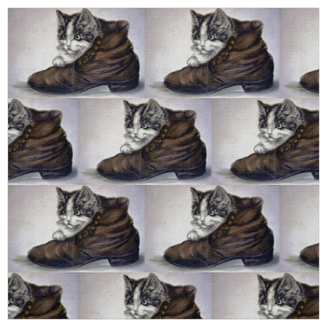 Tissu Chaton en chaussure (Échantillon)