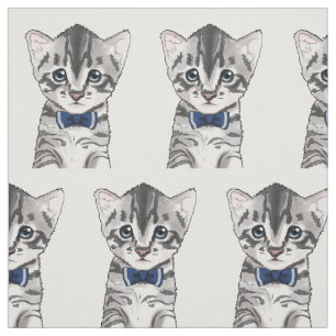Tissu Chaton mignon de minou de chat avec l'arc
