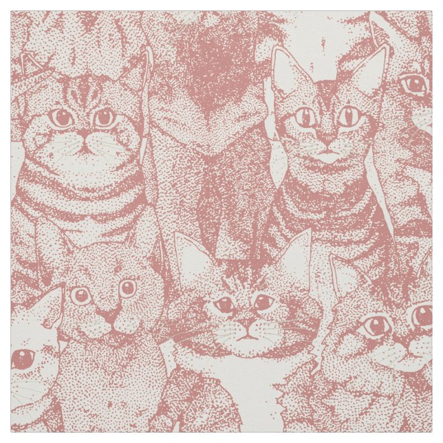 Tissu chatons juste rose rose (Échantillon)