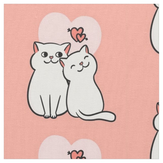 Tissu Chats adorables sur Arrière - plan rose (Fermer)