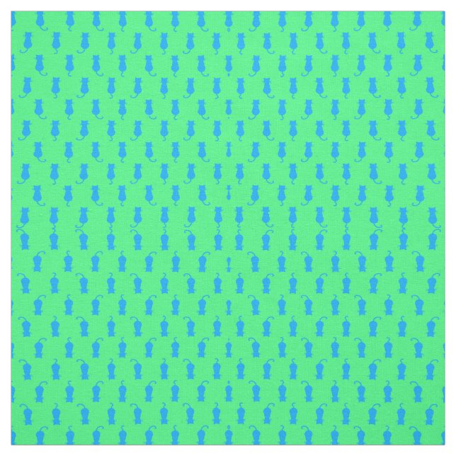 Tissu Chats bleus fantaisistes Fun Forever Lime vert (Échantillon)
