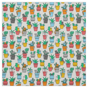 Tissu Chats dans les pots à fleurs