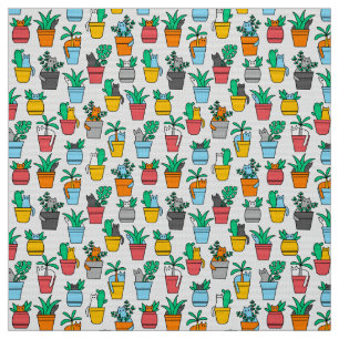 Tissu Chats dans les pots à fleurs