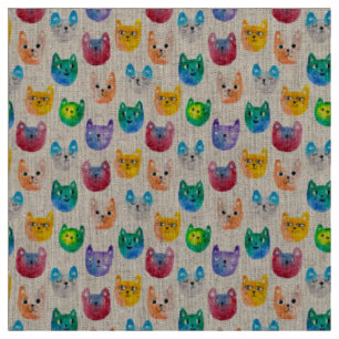 Tissu Chats et amis à l'aquarelle