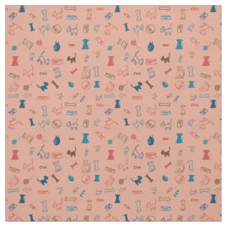 Tissu Chats et chiens et jouets qu'ils aiment