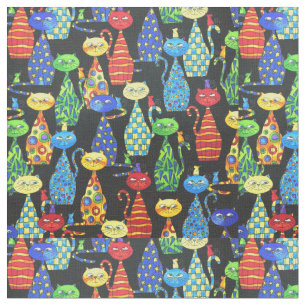 Tissu Chats et souris colorés