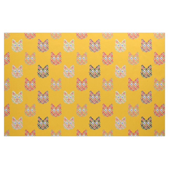 Tissu Chats hippy d'été (Fat Quarter)