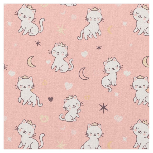 Tissu chats mignons dans la couronne (Fermer)