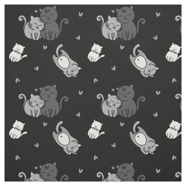 Tissu Chats mignons sur Amoureux de les chats Black Chee (Échantillon)