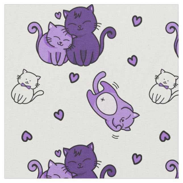 Tissu Chats mignons violets sur des Amoureux de les chat (Fermer)