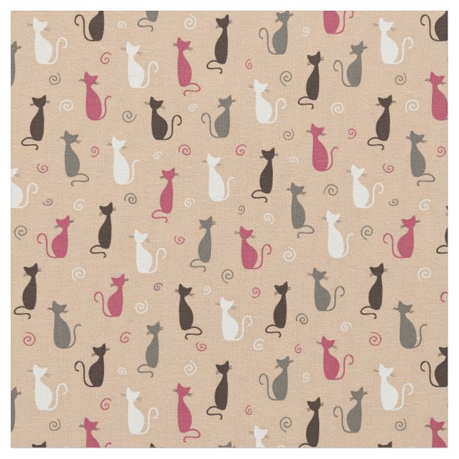 Tissu chats Motif rose (Fermer)