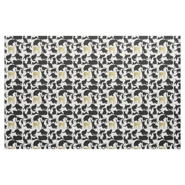 Tissu Chats noirs d'or (Fat Quarter)