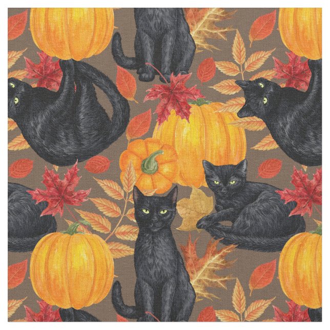 Tissu Chats noirs et citrouilles 2 (Fermer)