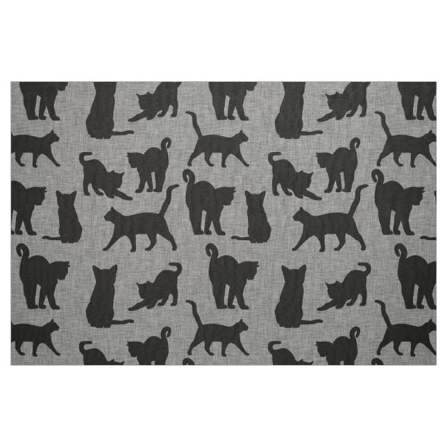 Tissu Chats noirs Motif noir et gris (Fat Quarter)