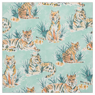Tissu Chats PARESSEUX d'aquarelle de TIGRES