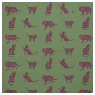 Tissu Chats sur le vert