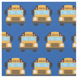 Tissu Chauffeur de bus scolaire Royal Blue Motif
