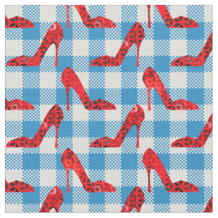 Tissu chaussons en vichy rubis bleu oz
