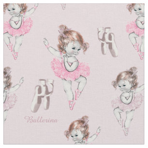 Tissu Chaussons vintages Ballerina Baby et Ballet en ros