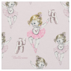 Tissu Chaussons vintages Ballerina Baby et Ballet en ros